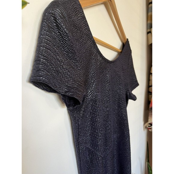 Free People Navy Blue Scoop Neck Textured Short Sleeve Mini Dress Size X… - Picture 3 of 8